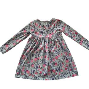 Tea Collection Long Sleeve Tulip Dress Cotton Size 4 Blue Pink